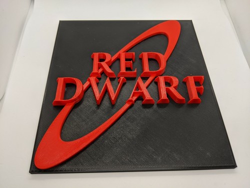 Red dwarf logo sign - red, plaque